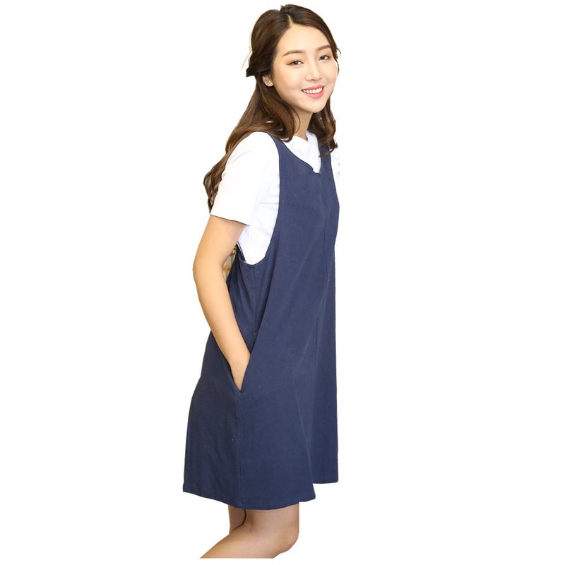 AOBBYBBS Soft Cotton Linen Apron Solid Color Halter Cross Bandage Aprons Japanese Style X Shape Kitchen Cooking Clothes Gift for Women Chef Housewarming (Navy Blue) - Image 4